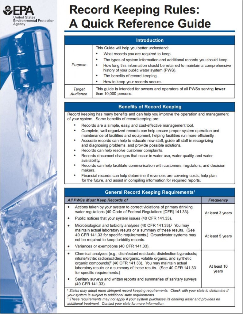 Record Keeping Rules A Quick Reference Guide Environmental Finance