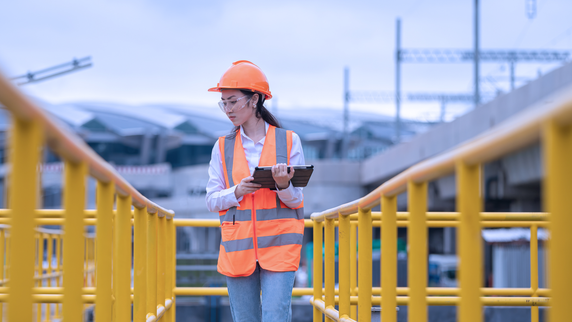 Worker at a water treatment facility