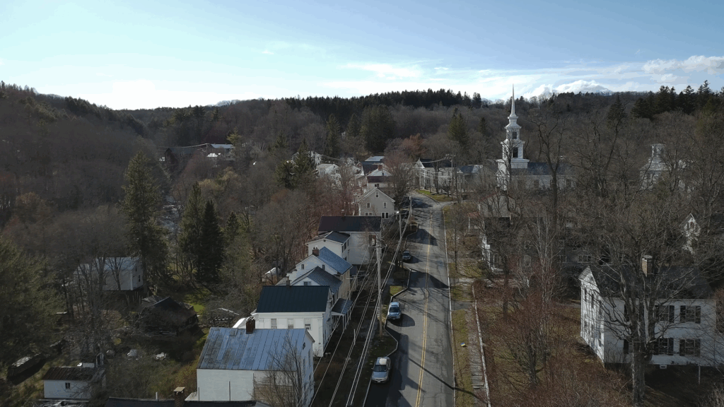 Figure 1. Image of drone footage showing Rensselaerville, taken by Patrick Lynch